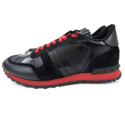 Valentino Camo Rockrunner Sneaker Black & Red