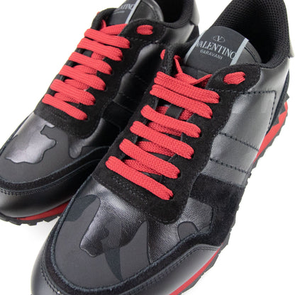 Valentino Camo Rockrunner Sneaker Black & Red