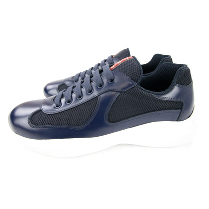 Prada Americas Cup Patent Leather And Nylon Sneakers Navy
