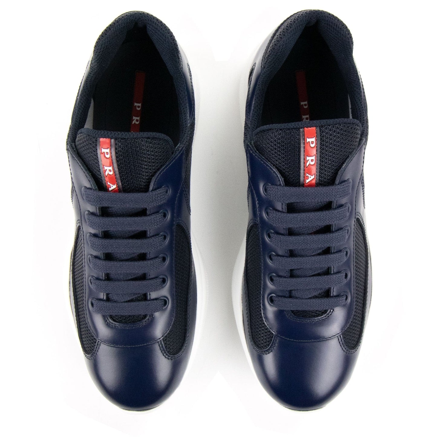 Prada Americas Cup Patent Leather And Nylon Sneakers Navy