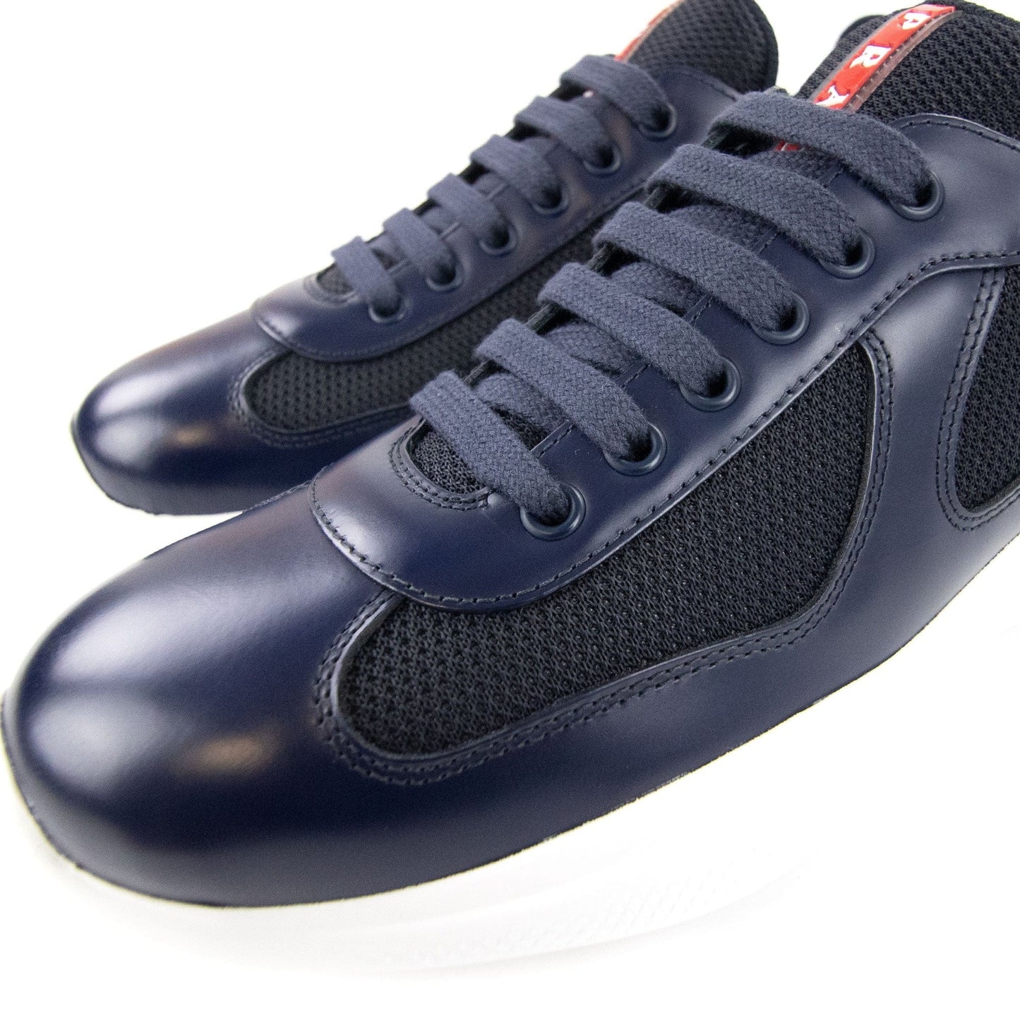 Prada Americas Cup Patent Leather And Nylon Sneakers Navy
