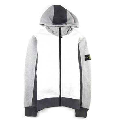 Stone Island Junior 61238 Arm Badge Zip Up Hooded Sweatshirt Grey V1063