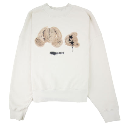 Palm Angels Spray Bear Crewneck Sweatshirt Grey Brown