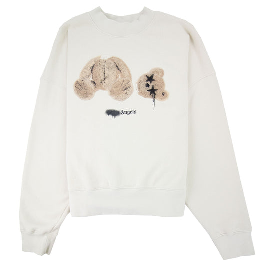 Palm Angels Spray Bear Crewneck Sweatshirt Grey Brown