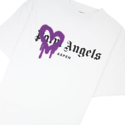 Palm Angels Aspen Sprayed T Shirt White/purple