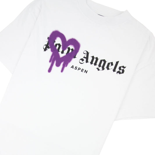 Palm Angels Aspen Sprayed T Shirt White/purple