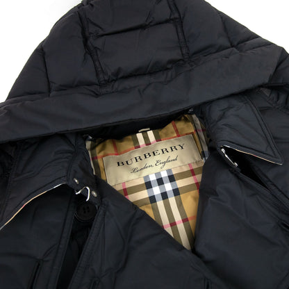 Burberry Woman Detachable Hood Down Filled Coat Black