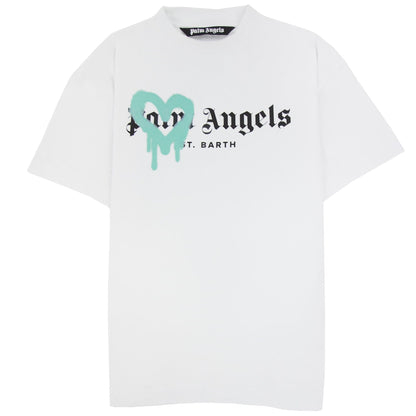Palm Angels St Barth Sprayed T Shirt White/light Blue