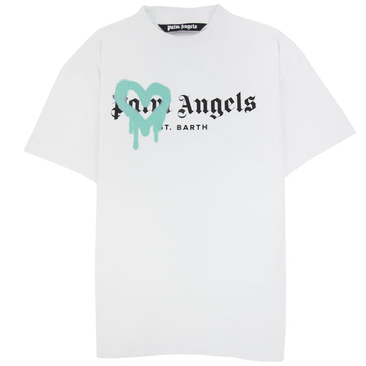 Palm Angels St Barth Sprayed T Shirt White/light Blue