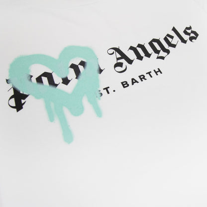 Palm Angels St Barth Sprayed T Shirt White/light Blue