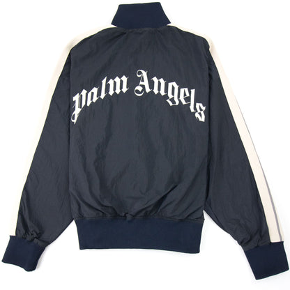 Palm Angels Curved Logo Wr Nylon Track Jacket Navy Blue