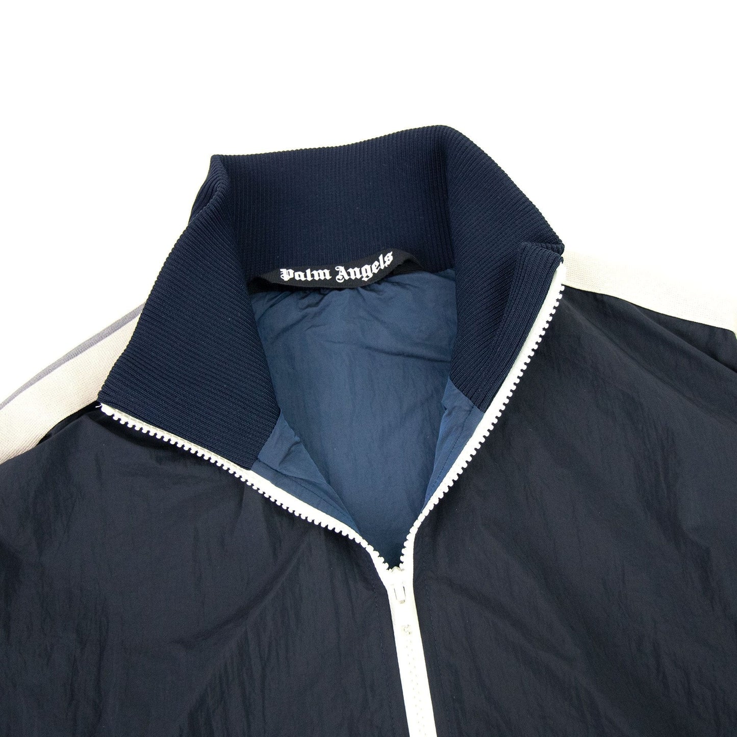 Palm Angels Curved Logo Wr Nylon Track Jacket Navy Blue