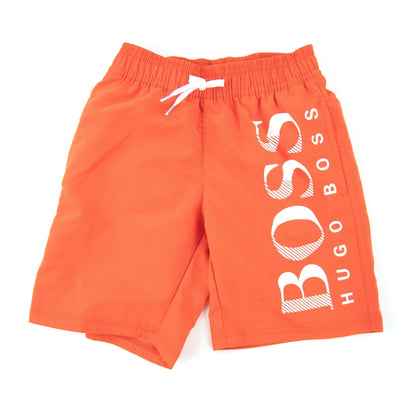 Hugo Boss Kids Thigh Branded Swimshorts Orange