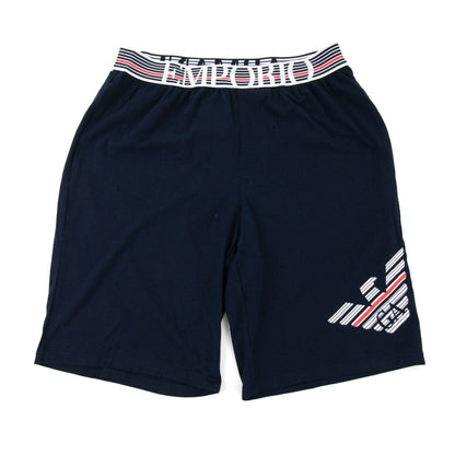 Emporio Armani Branded Waistline Pyjama Shorts Navy