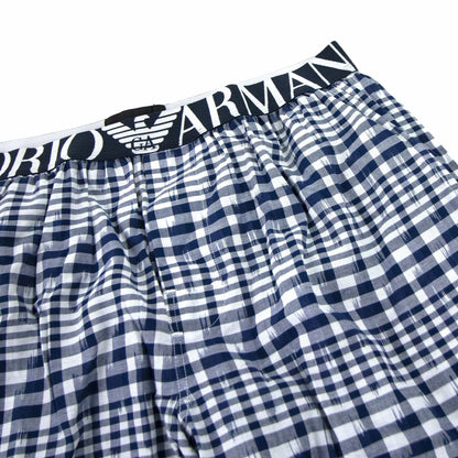 Emporio Armani Bermuda Checked Pyjama Shorts Blue