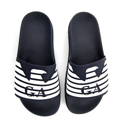 Emporio Armani GA Eagle Logo Rubber Sliders Blue/white