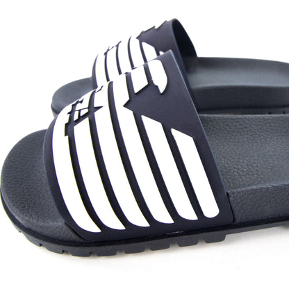 Emporio Armani GA Eagle Logo Rubber Sliders Blue/white