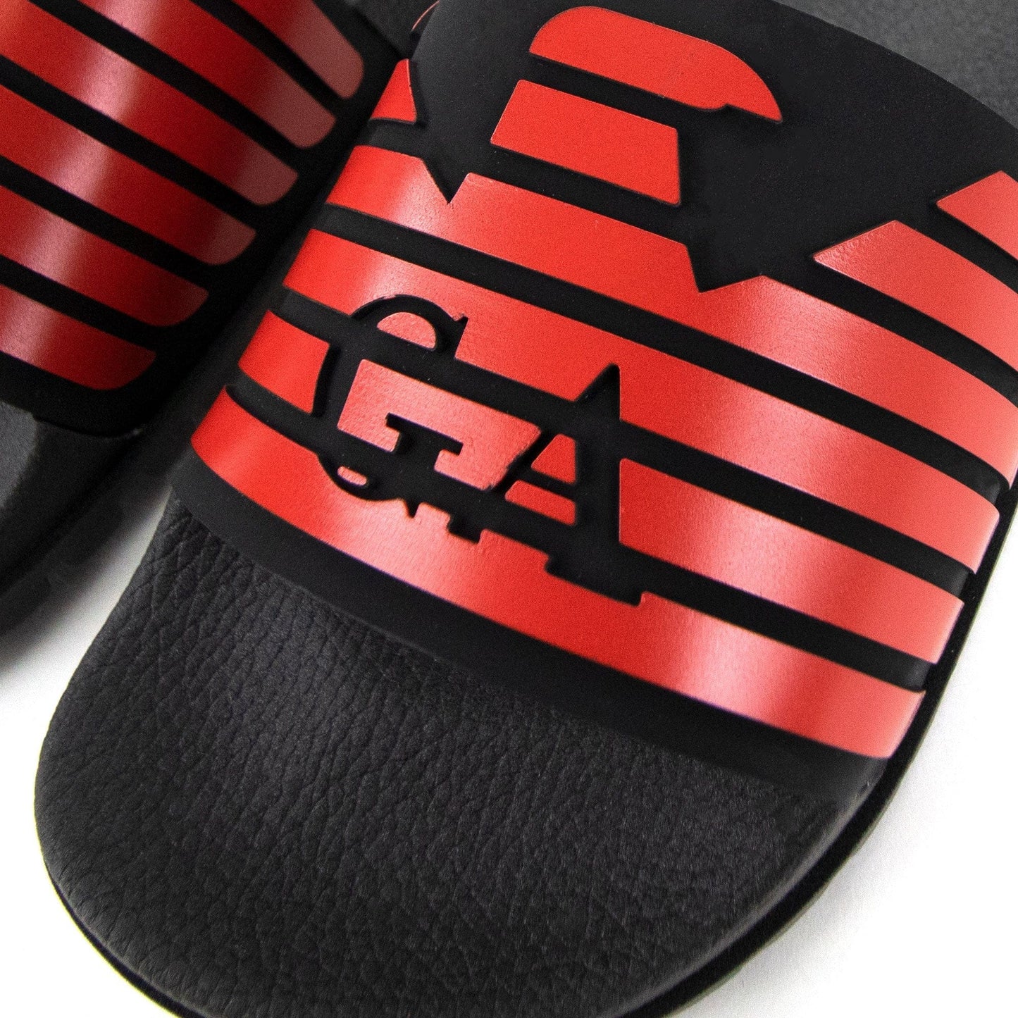 Emporio Armani GA Eagle Logo Rubber Sliders Black/red