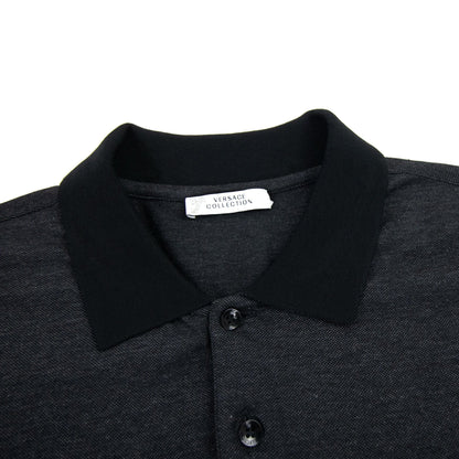 Versace Collection Embroidered Medusa Logo L/s Polo Black