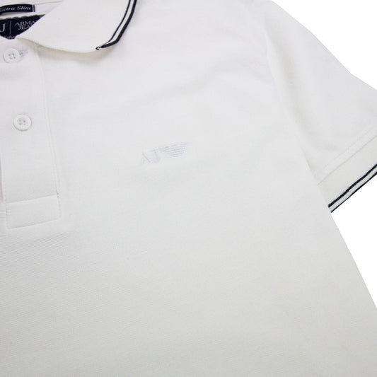 Armani Jeans Twin Tipped Slim S/s Polo White
