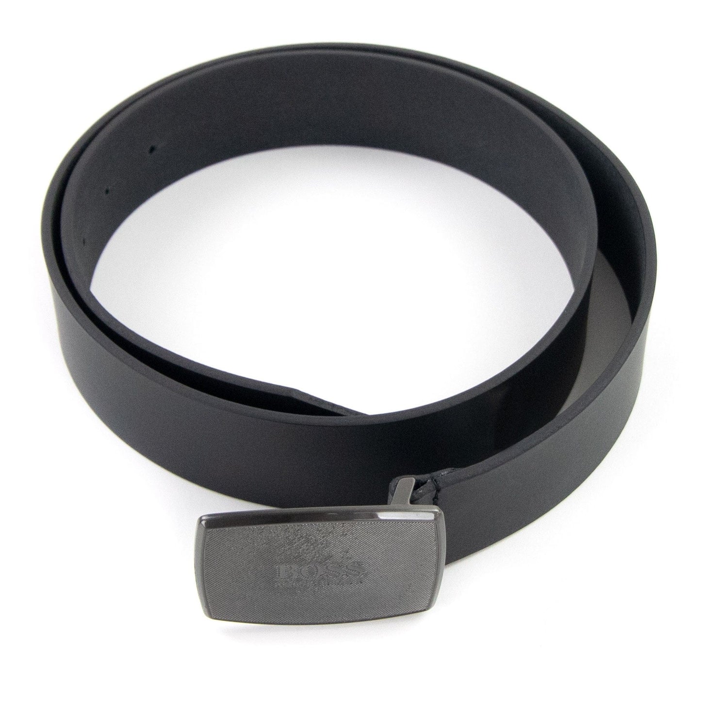 Hugo Boss Jensy Structured Plaque Buckle Belt Black 001