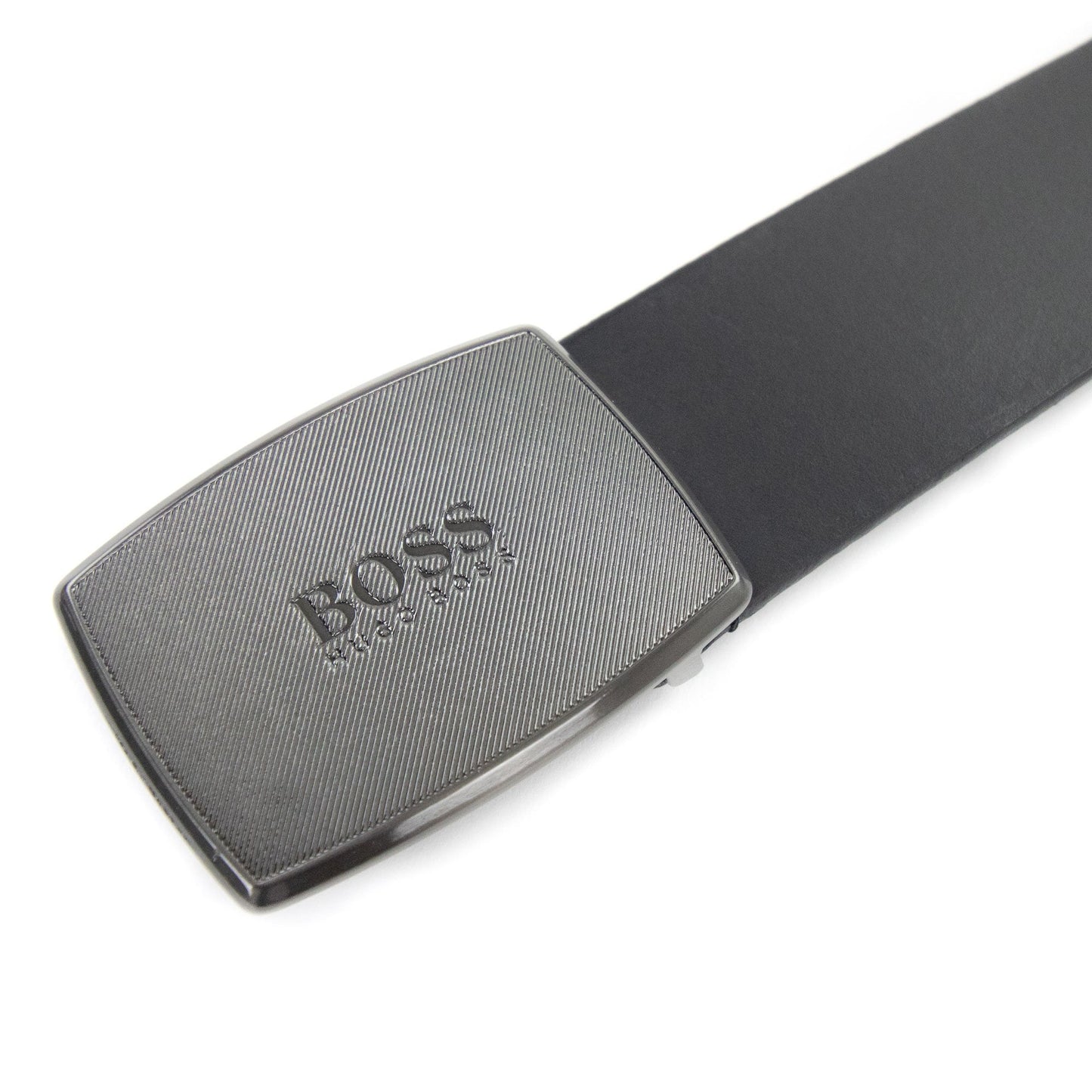 Hugo Boss Jensy Structured Plaque Buckle Belt Black 001