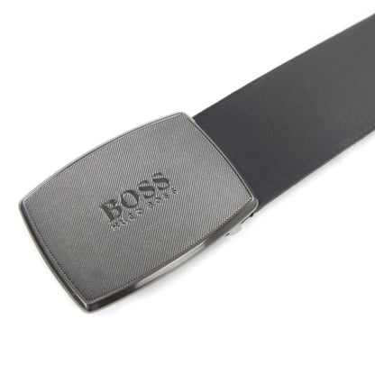 Hugo Boss Jensy Structured Plaque Buckle Belt Black 001