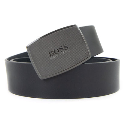 Hugo Boss Jensy Structured Plaque Buckle Belt Black 001