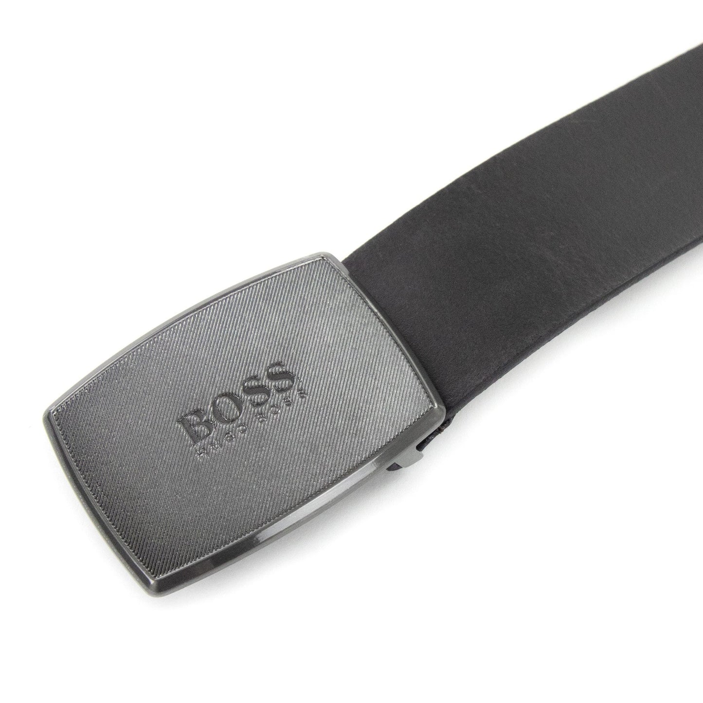 Hugo Boss Jensy Structured Plaque Buckle Belt Dark Brown