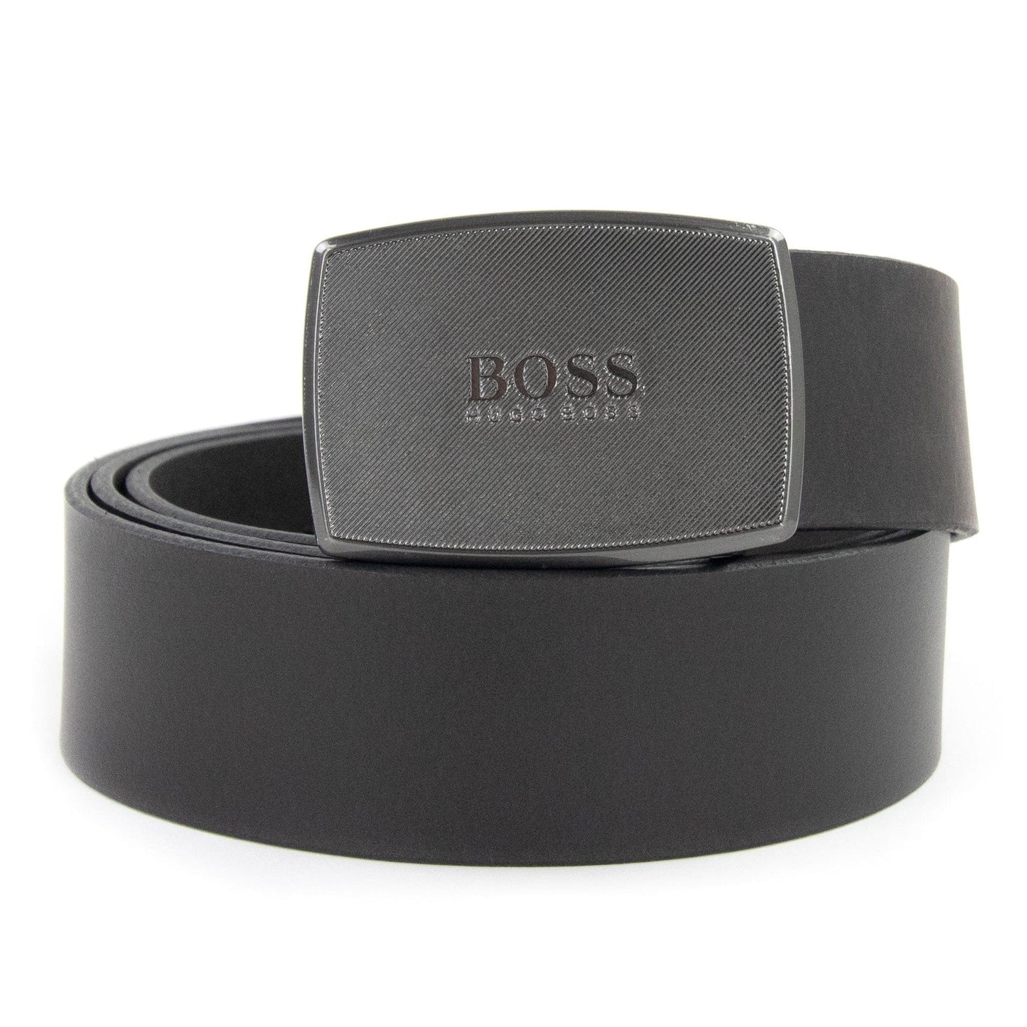 Hugo Boss Jensy Structured Plaque Buckle Belt Dark Brown