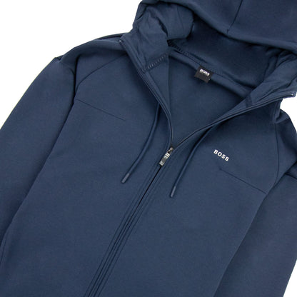 Hugo Boss Saggy 1 Logo Zip Up Sweatshirt Navy 410
