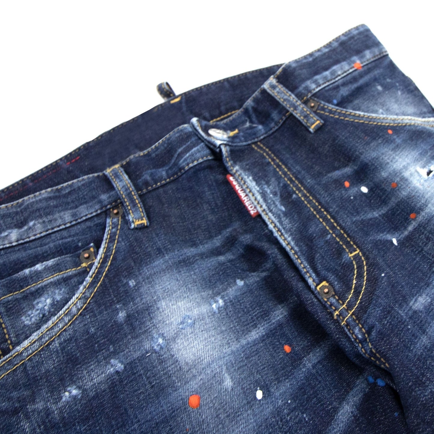Dsquared2 Dark Ripped Red &amp; Blue Spots Wash Cool Guy Jeans Denim 470