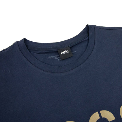 Hugo Boss Rn Special Striped Logo T Shirt Dark Navy 403