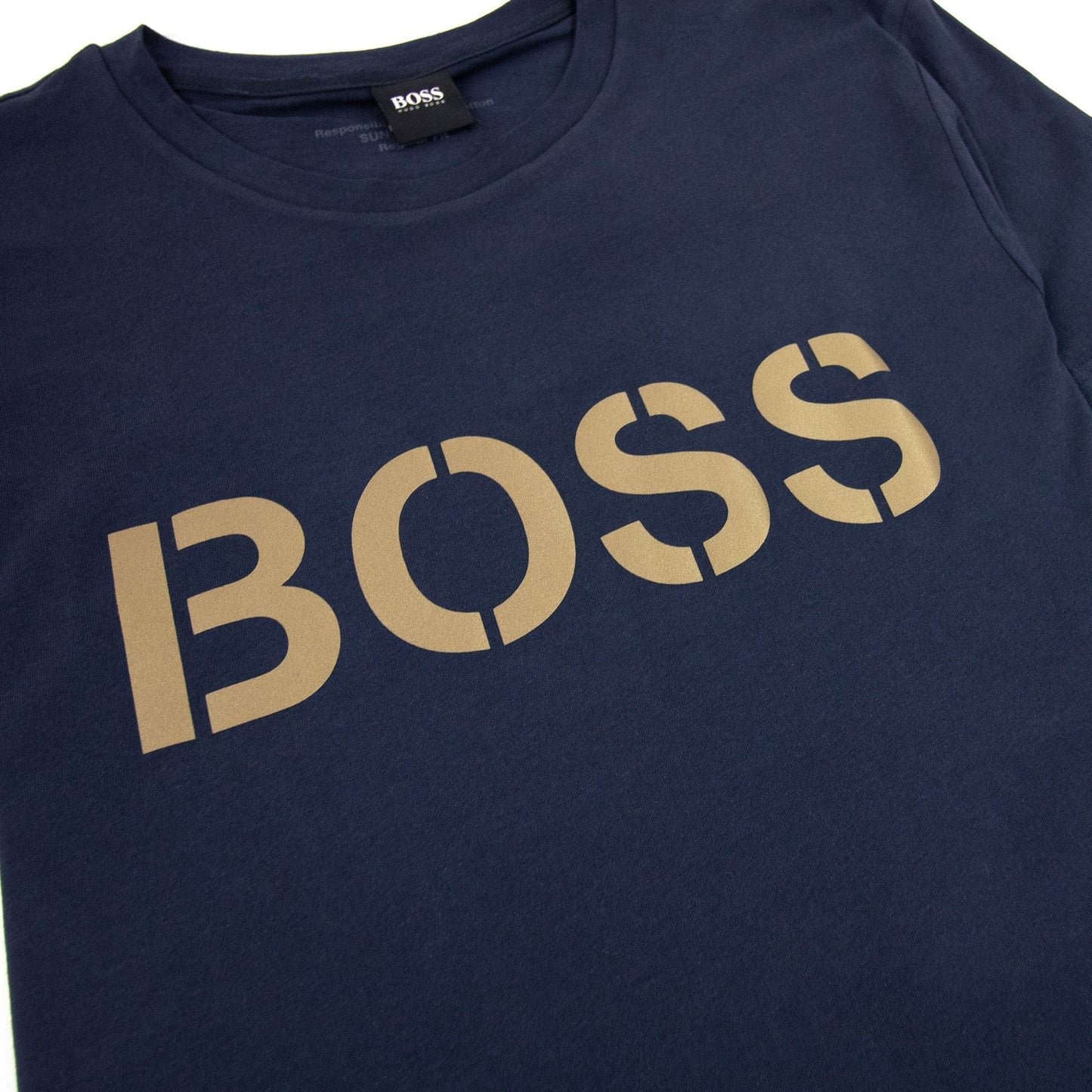 Hugo Boss Rn Special Striped Logo T Shirt Dark Navy 403