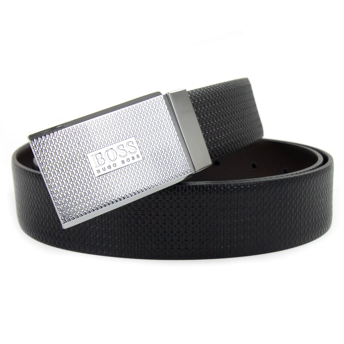 Hugo Boss Reversible Pin Plaque Buckles Leather Belt Dark Brown 002