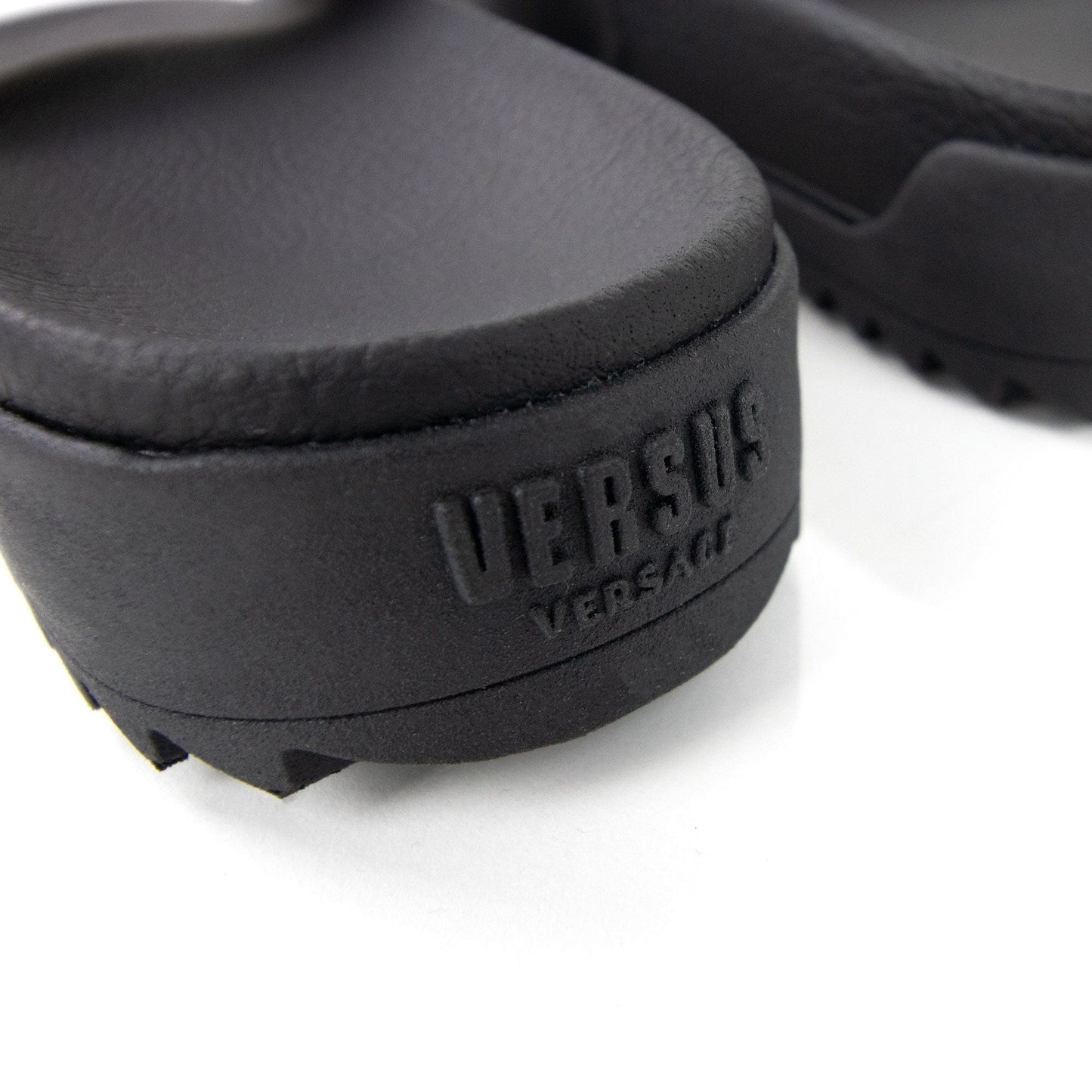 Versace Versus Rubber Sole Metal Logo Slider Black
