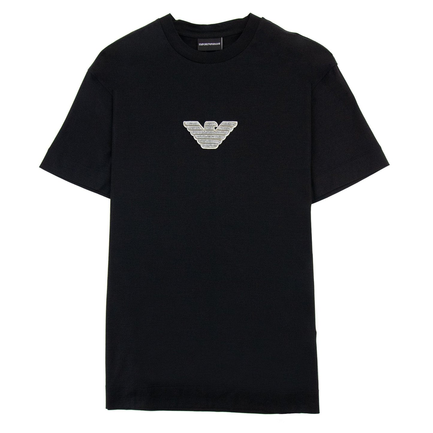 Emporio Armani Felt Eagle Patch Tencel Blend T Shirt Black 999