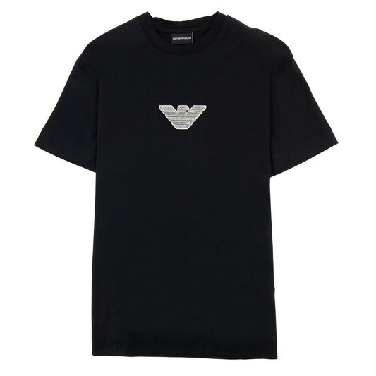 Emporio Armani Felt Eagle Patch Tencel Blend T Shirt Black 999