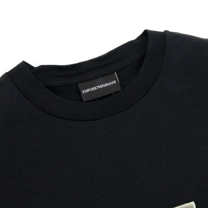 Emporio Armani Felt Eagle Patch Tencel Blend T Shirt Black 999