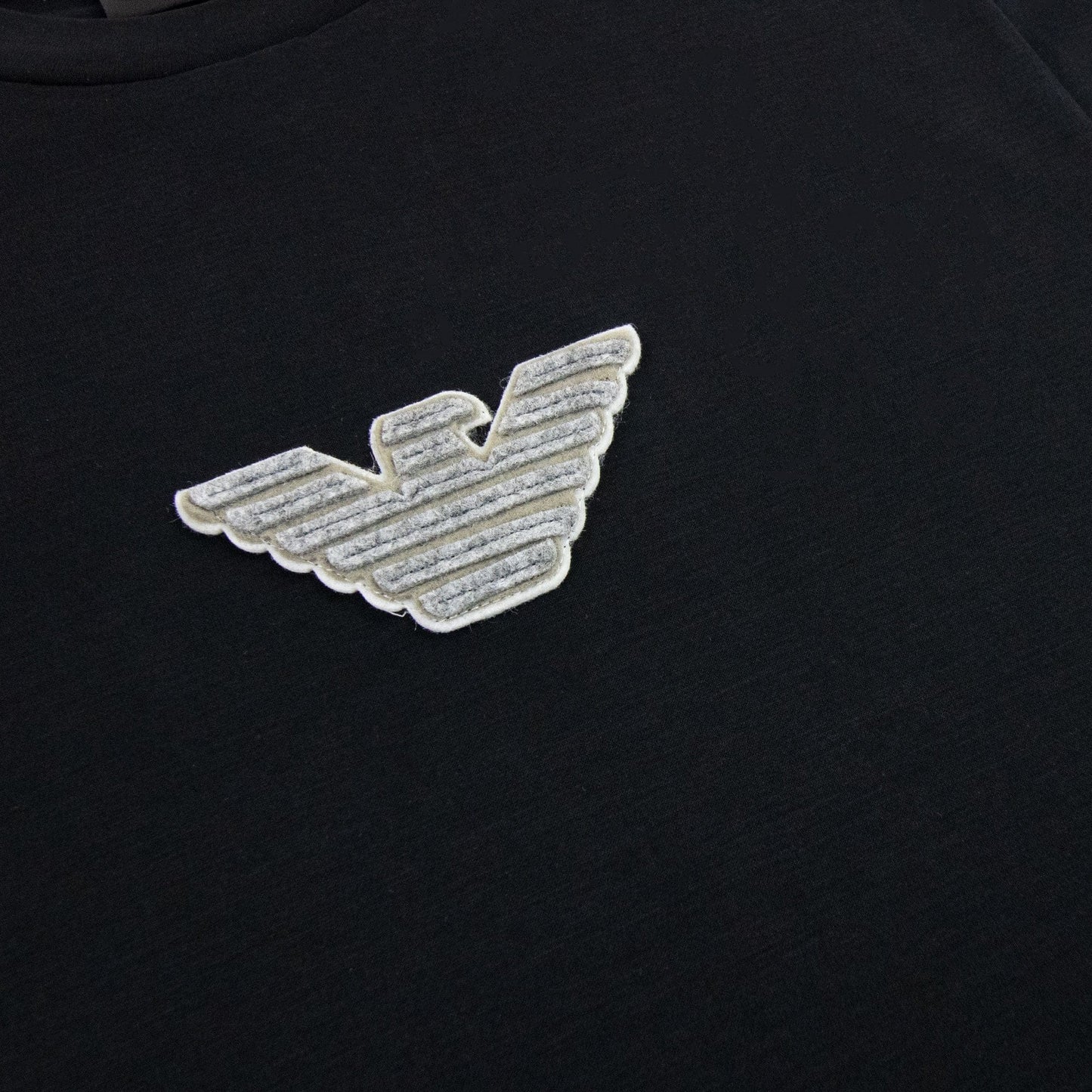 Emporio Armani Felt Eagle Patch Tencel Blend T Shirt Black 999