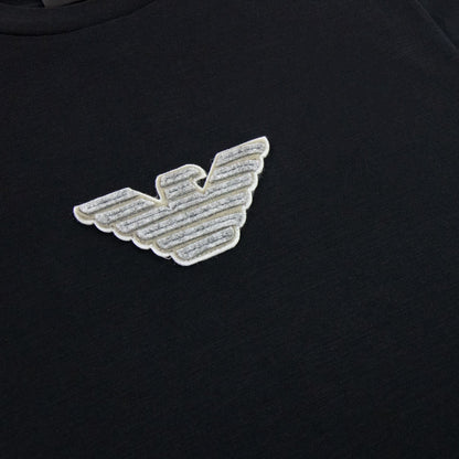 Emporio Armani Felt Eagle Patch Tencel Blend T Shirt Black 999
