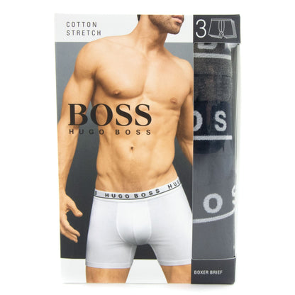 Hugo Boss Three Pack Logo Brief Boxer Grey/Navy/Black
