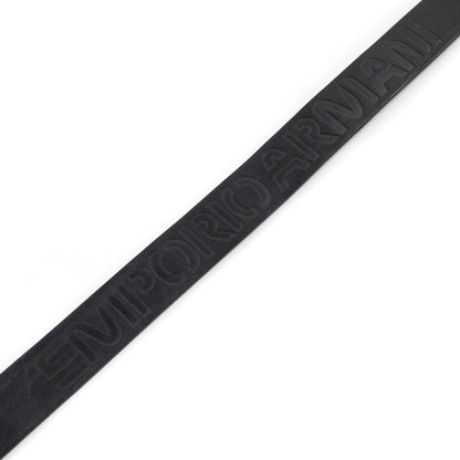 Emporio Armani Leather Belt With Embossed Lettering Black