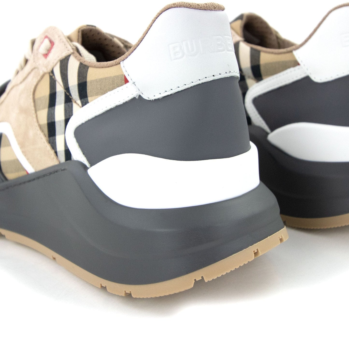 Burberry Vintage Check Suede And Leather Sneakers Archive Beige