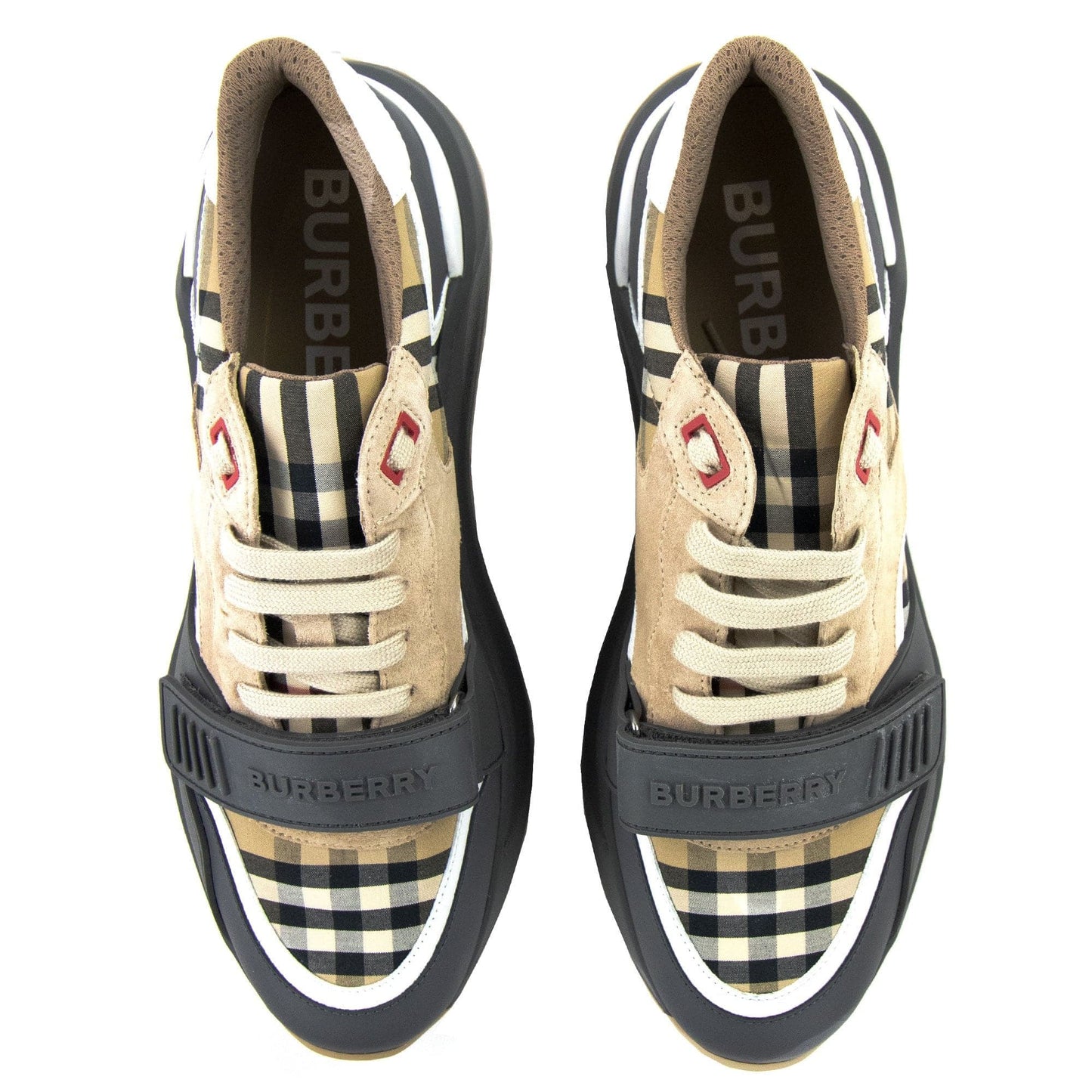 Burberry Vintage Check Suede And Leather Sneakers Archive Beige