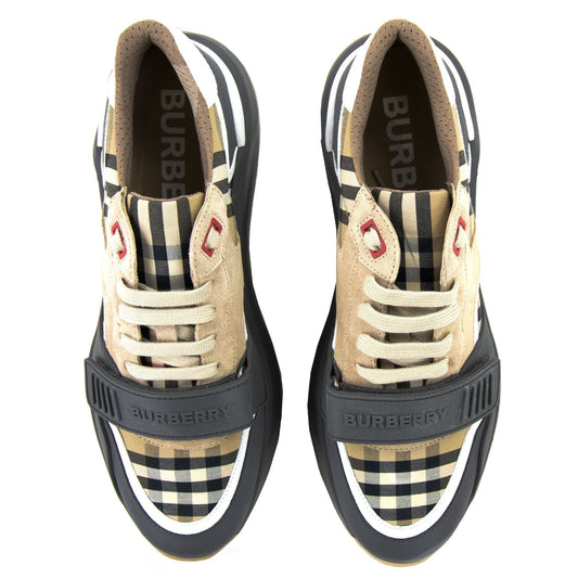 Burberry Vintage Check Suede And Leather Sneakers Archive Beige