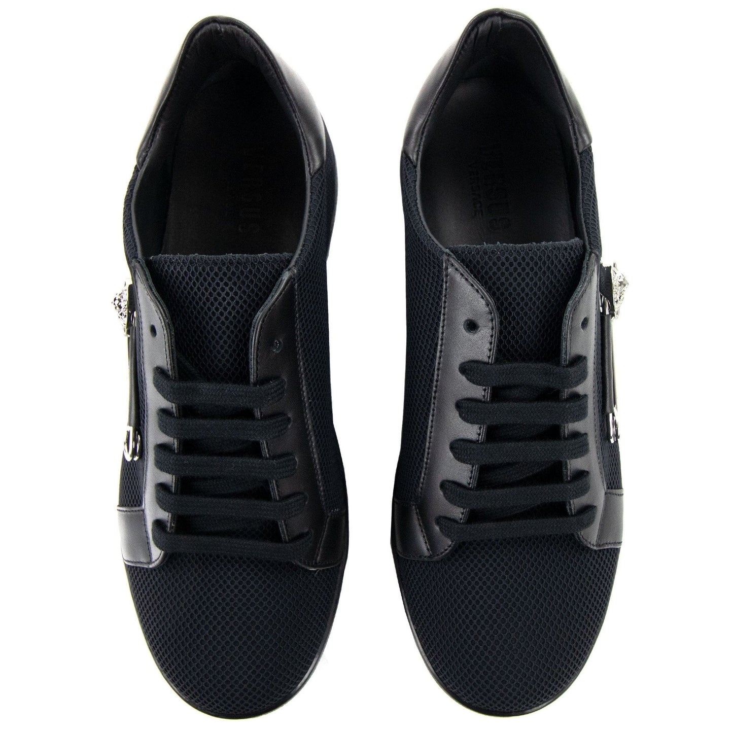 Versace Versus Mesh Trimmed Pin Low Top Sneakers Black