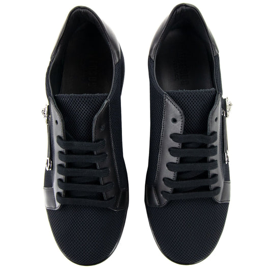 Versace Versus Mesh Trimmed Pin Low Top Sneakers Black