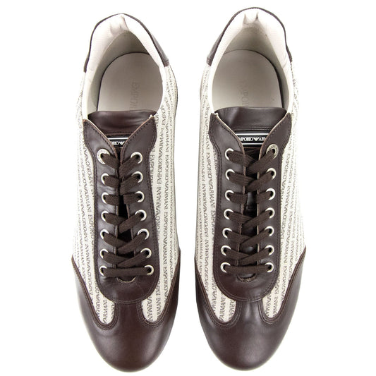 Emporio Armani All Over Print Low Sneakers Moro/ecru