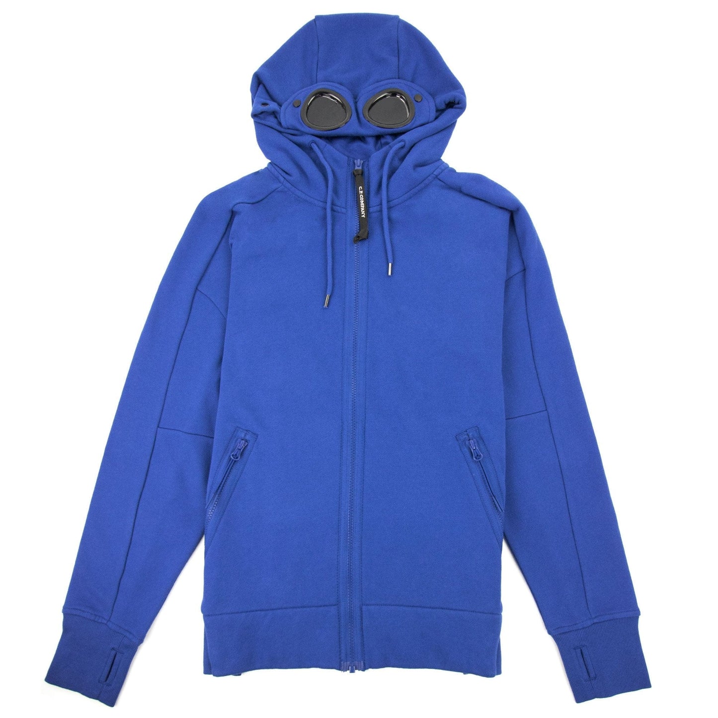 Cp Company Diagonal Raised Fleece Full Zip Goggle Hoody Blue Quartz 892